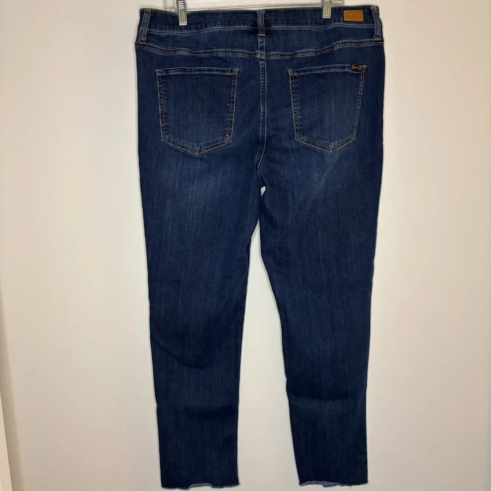 SEVEN7 Jeans Womens 16 High Rise Slim Straight Stretch 5 Pocket Denim Raw Edge